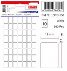 Tanex Etichete autoadezive, 12 x 17 mm, 560 buc/set, TANEX - alb (TX-OFC-106-WH)