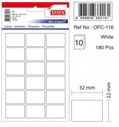Tanex Etichete autoadezive, 22 x 32 mm, 180 buc/set, TANEX, alb (TX-OFC-116-WH)