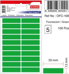 Tanex Etichete autoadezive, 13 x 50 mm, 100 buc/set, TANEX, verde fluorescent (TX-OFC-109-FGR)