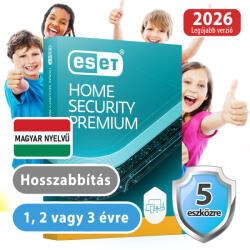 ESET home Security Premium (5 eszköz, 1 év, hosszabbítás) (Elektronikus licenc) 30% kedvezménnyel tanárok, diákok, nyugdíjasok, EÜ dolgozók részére