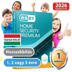 ESET home Security Premium (1 eszköz, 1 év, hosszabbítás) (Elektronikus licenc) 30% kedvezménnyel tanárok, diákok, nyugdíjasok, EÜ dolgozók részére
