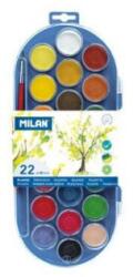 MILAN Acuarele cu Pensula MILAN, 22 Culori, Diametrul Pastilei 30 mm (8411574800224)