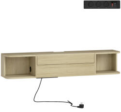 HomCom Mobilier TV suspendat mobilier TV pentru televizoare 127 cm sertar rafturi treceri cabluri 120x24x22, 4cm efect lemn natural | Aosom Romania (83B-525V90ND)