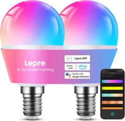 LEPRO Bec LED LEPRO BP1-2 E14 cu Bluetooth si Wi-Fi, 470 lm, pachet de 2 bucati (BP1-2)