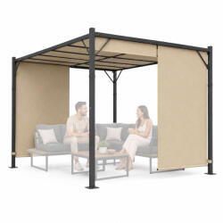 MultiGarden Pergola, MultiGarden DN-FG-362-3, bézs, 400 x 300 cm, magasság: 210 cm, porfestett acél szerkezet, 180 g poliészter ponyva, állítható napellenző, talajhoz rögzíthető (TF5343)