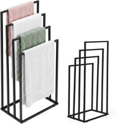 ModernHome Törölközőtartó állvány, ModernHome AIE-44-1, fekete, 45 x 94 x 29 cm, acél szerkezet, 4 rudas, szabadon álló (TF5283)