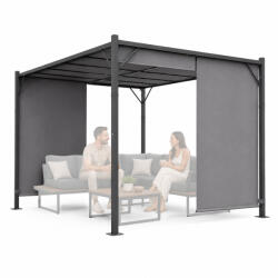 MultiGarden Pergola, MultiGarden DN-FG-362-4, szürke, 400 x 300 cm, magasság: 210 cm, porfestett acél szerkezet, 180 g poliészter ponyva, állítható napellenző, talajhoz rögzíthető (TF5342)