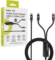 Mobile Origin 140W Dual Charge USB-C Cable 1.2 m CB10 (MO-140WDCH-CB10) - vexio