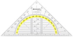 Westcott Geometriai Háromszög Vonalzó 14 cm, Törhetetlen Átlátszó Műanyag, Sárga Skála, Szögmérő, Iskola és Iroda, E-10132 00