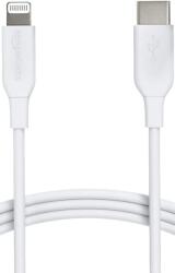 Amazon Basics MFi-tanúsított fonott nylon USB-C Lightning kábel iPhone 12 11 X XR készülékekhez fehér 0, 9 m Power Delivery töltés
