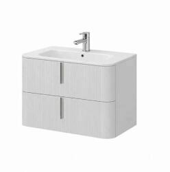 Fluminia Mobilier suspendat pentru lavoar Fluminia Pisa 80 cm, front riflat, 80 × 46 cm, alb mat, mâner alb mat (PISA82-WM-C-HLY03) - klassconfort