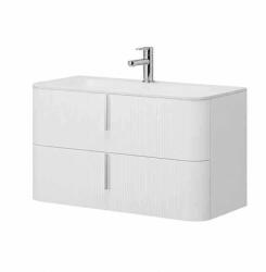 Fluminia Mobilier suspendat pentru lavoar Fluminia Pisa 100 cm, front riflat, 100 × 46 cm, alb mat, mâner alb mat (PISA102-WM-C-HLY03) - klassconfort