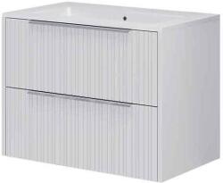 Fluminia Mobilier suspendat Fluminia Istria 80, pentru lavoar încastrat, front riflat, 80x46 cm, alb mat, mâner inox (ISTRIA82-WM-C-HIC04) - klassconfort