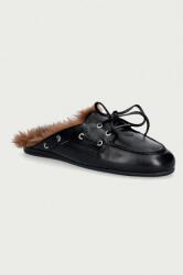 Posa női bőr ppapucs Boat Loafer Mule - fekete Női 36