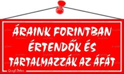 Casio Információs tábla, 22, 5x10 cm, "Áraink forintban értendők és tartalmazzák az áfát", piros (LUIN017)