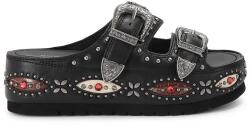 Kurt Geiger London női bőr platformos papucs Western Buckle Flatform - fekete Női 40