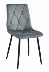  OFERTA Scaun de dining din catifea gri LIBRA cu picioare negre II. calitate
