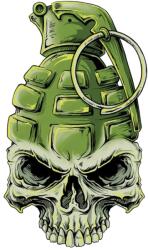 Lethal Threat MINI SKULL GRENADE matrica (60x80 mm) LETHAL THREAT Váz, idomok és járműkiegészítők Matricák és járműdekoráció Egyéb matricák és dekorációs elemek
