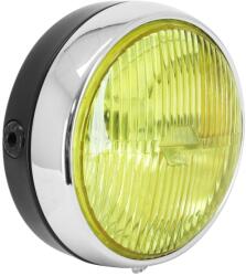 P2R SELECTION P2R univerzális első lámpa - kerek, fekete-króm, sárga lencsével, Ø 140 mm, BA20D izzóval SELECTION P2R (Motorisé) Elektromos alkatrészek Világítás és fényjelzés Izzók Fényszóróizzók BA20d k