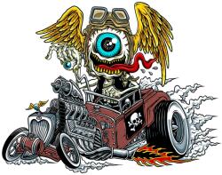 Lethal Threat Mini Flying Eyeball Hot Rodder matrica (60x80 mm) LETHAL THREAT Váz, idomok és járműkiegészítők Matricák és járműdekoráció Egyéb matricák és dekorációs elemek