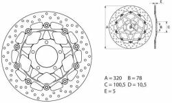 BREMBO Oro lebegő féktárcsa - 78B40873 BREMBO Fékrendszer és alkatrészei Fékbetétek, fékpofák és féktárcsák Féktárcsák