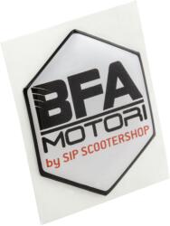 SIP BFA hatszögletű kürtburkolat embléma, BFA MOTORI, Vespa PK50-125 XL/XL2/PX80-200E/Lusso/'98/T5 modellekhez SIP BFA Váz, idomok és járműkiegészítők Matricák és járműdekoráció Emblémák, jelvények és típusfe