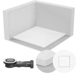 SEVANTE Zuhanytálca Szögletes 80x80 Kő Mintás 2, 6 CM Fehér Szifon (ZEST-1xKS06-1xBR62)