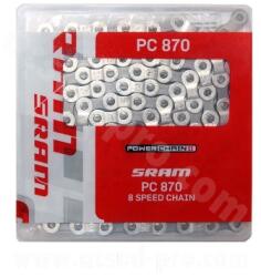 Sram PC-870 8 sebességes kerékpárlánc, 114 szem, ezüst, 2.38 mm SRAM Egyéb járművek Kerékpározás Kerékpár-alkatrészek Kerékpárláncok és lánctartozékok Kerékpárláncok