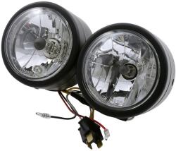 SHIN YO dupla fényszóró, fekete, 1 x H4, 1 x H7 izzóval, motorkerékpár, quad SHIN YO Elektromos alkatrészek Világítás és fényjelzés Izzók Fényszóróizzók H4/HS1/P43t fényszóróizzók