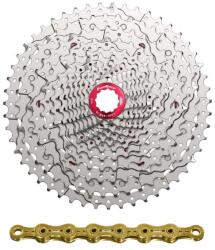 SUNRACE MZ800 12 sebességes MTB kazetta és lánc szett, kompatibilis Shimano, fémes ezüst (dobozban), áttételek: 11-13-15-17-19-21-24-28-33-39-45-51 SUNRACE Egyéb járművek Kerékpározás Kerékpár-alkatrészek Kaz