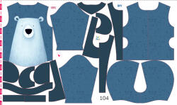 Takoy Szabásmintás panel 104 gyermek softshell kabáthoz Tony kék medve - Tavaszi softshell