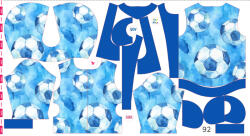Takoy Szabásmintás panel 92 gyermek softshell kabáthoz focilabda kék pályán