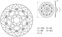 BREMBO Oro lebegő féktárcsa - 78B40885 BREMBO Fékrendszer és alkatrészei Fékbetétek, fékpofák és féktárcsák Féktárcsák
