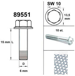 Standard Parts Motorcsavar kulcs méret 10 M6x15 ezüst (x10) Standard Parts Motoralkatrészek Motorblokk és rögzítése Motorcsavarok és rögzítőelemek