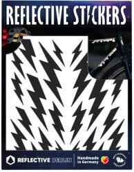Reflective Berlin Fényvisszaverő matrica kerékpárhoz, bukósisakhoz, villám minta, fekete (ív) REFLECTIVE BERLIN Váz, idomok és járműkiegészítők Matricák és járműdekoráció Egyéb matricák és dekorációs elemek
