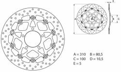 BREMBO Oro Lebegő Féktárcsa - 78B40861 BREMBO Fékrendszer és alkatrészei Fékbetétek, fékpofák és féktárcsák Féktárcsák
