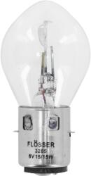 Flösser S2 6V 15-15W BA20D Átlátszó fényszóró izzó (darabonként) FLOSSER Elektromos alkatrészek Világítás és fényjelzés Izzók Fényszóróizzók BA20d kétizzószálas mopedizzók