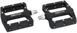 SWITCH Lapos pedál MTB/Downhill/BMX-hez, műanyag, fekete, Ø 9/16 ezüst tapadó tüskékkel (pár) SWITCH Egyéb járművek Kerékpározás Kerékpár-alkatrészek Kerékpár-pedálok