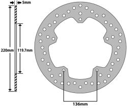 NEWFREN féktárcsa BMW 1000 S R 2013-2018, S RR 2009-2018, S RR HP4 2013-2014 hátsó (külső átmérő: 220 mm, belső átmérő: 119, 7 mm, 5 furat) NEWFREN Fékrendszer és alkatrészei Fékbetétek, fékpofák és féktárcsá