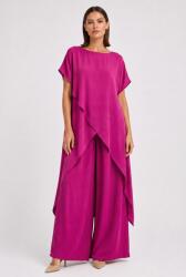 Shopika Compleu dama elegant din vascoza cu tunica asimetrica si pantaloni palazzo, magenta Talie unica