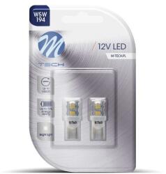 m-tech fehér LED izzó, 2 db, W5W, 9xSMD2835 M-Tech Elektromos alkatrészek Világítás és fényjelzés Izzók Jelző- és műszerizzók W2.1x9.5d/T10 üvegtalpas izzók