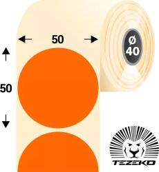 Tezeko 50 mm-es kör, papír címke, fluo narancs színű (670 címke/tekercs) (P0500005000-018) - etikett-cimke-shop
