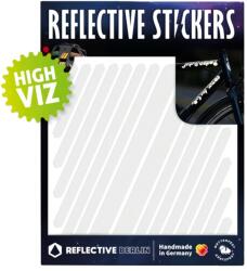 Reflective Berlin univerzális fehér fényvisszaverő matrica kerékpárhoz, sisakhoz, csíkos mintával (íven) REFLECTIVE BERLIN Váz, idomok és járműkiegészítők Matricák és járműdekoráció Egyéb matricák és dekorációs elemek