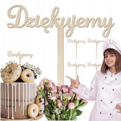 Klepkomania Tortadísz 5db-os fa topper Köszönjük felirattal sütemény (Piki na tort 5SZT Topper drewniany z napisem)
