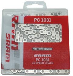 Sram PC-1031 10 sebességes kerékpárlánc országúti/MTB, ezüst-fekete, 114 szem SRAM Egyéb járművek Kerékpározás Kerékpár-alkatrészek Kerékpárláncok és lánctartozékok Kerékpárláncok