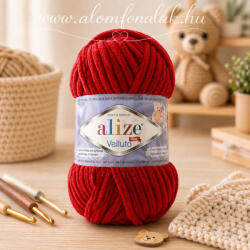 alize Velluto 56 - piros (zsenília fonal, 100g, 68m) (zlt7)