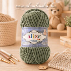 alize Velluto 03 - khaki (zsenília fonal, 100g, 68m) (zel1)