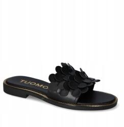 TUOMO Flip-flop papucs TUOMO/Kamex-cipő Vamos/Levelek Fekete lico 37 (Vamos/Listki)