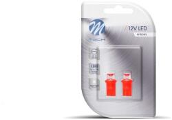 m-tech 2 db LED L006A W5W piros izzó M-Tech Elektromos alkatrészek Világítás és fényjelzés Izzók Jelző- és műszerizzók W2.1x9.5d/T10 üvegtalpas izzók