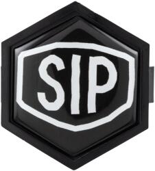 SIP Style SIP Embléma Tape Logo, dudorfedélhez Vespa PK50-125 XL/XL2/PX80-200E/Lusso/'98/T5 modellekhez, PIAGGIO ET2/ET4/SKR/Sfera/RST/X9/Zip/Beverly/Hexagon/Liberty/Quartz típusokhoz, fekete, 32x37 mm SIP Styl